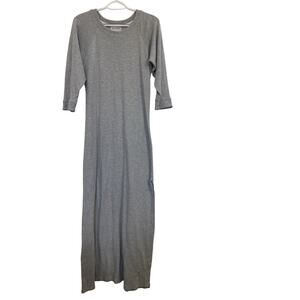 Natori Gray Maxi Dress 3/4 Sleeve Size Small Saks 5th Ave Comfy Casual